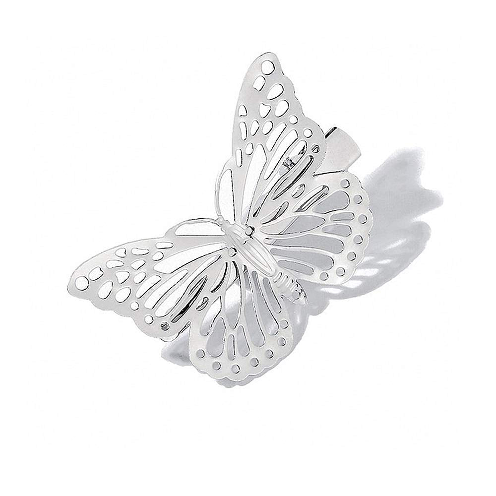 Obtanim Butterfly Hair Clips, 12 Pcs Cute Metal Butterfly Hair Claw Pins Barrettes Accessories For Girls And Women (Silver)