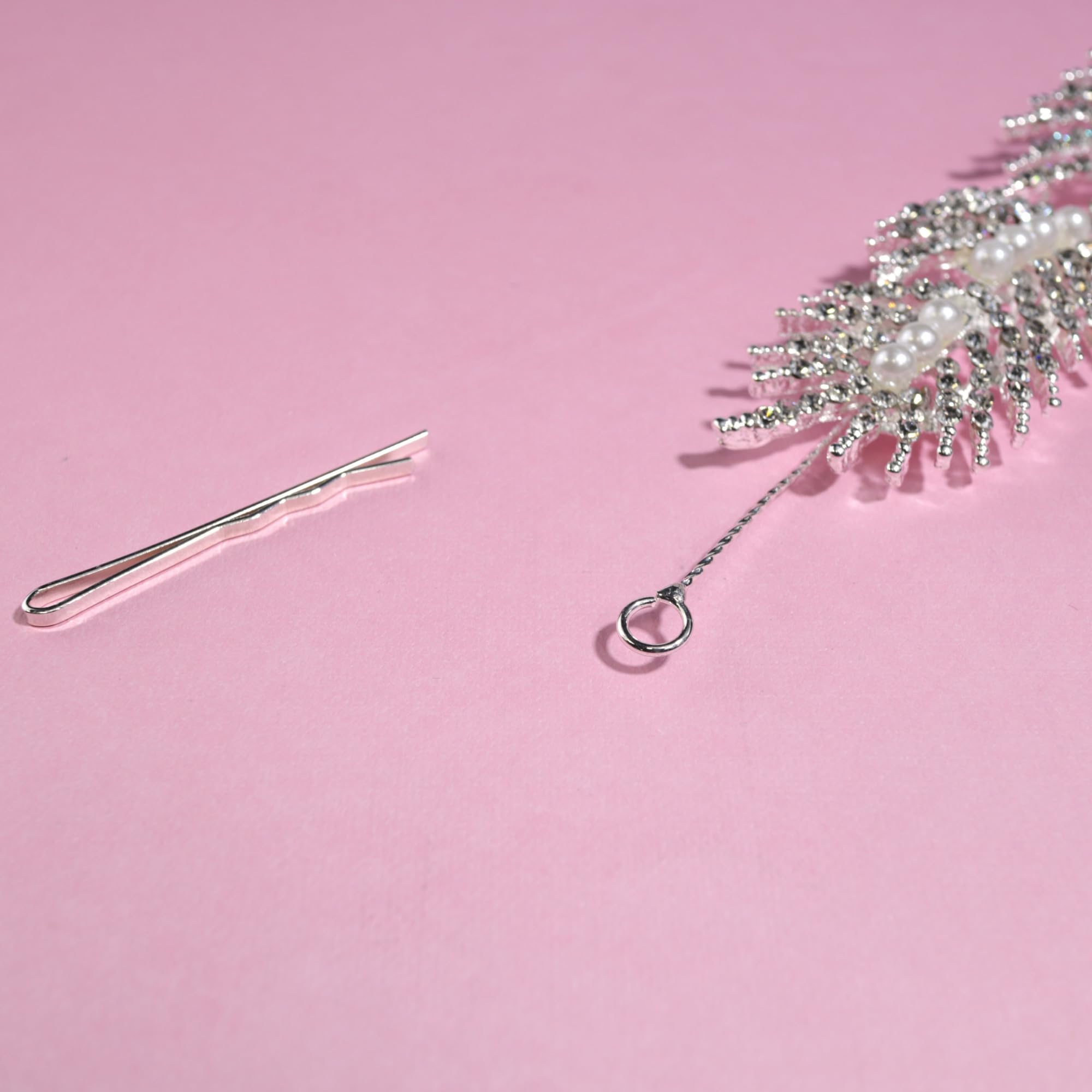 Needzo Silver Rhinestone Hair Accessory, Headband for First Communion, Weddings, Flower Girl, and Bridal Events, Sparkly Vine, C