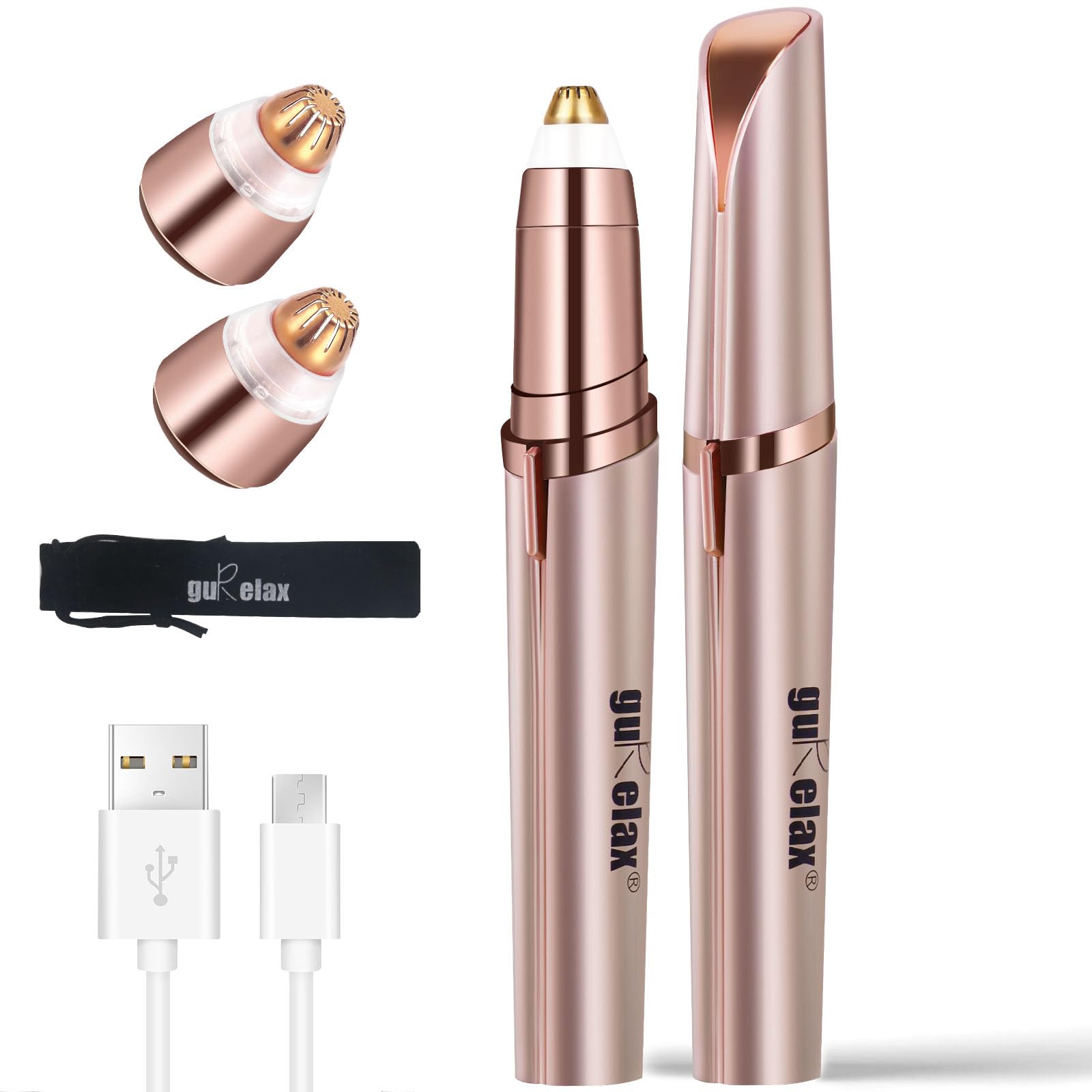 Eyebrow Hair Remover, Rechargeable Electric Eyebrow Trimmer For Women, Painless Eyebrow Hair Removal Razor With 2 X Replacement