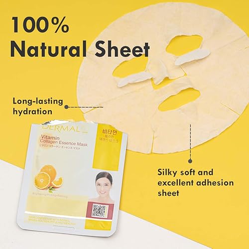 Dermal 24 Combo Pack A Collagen Essence Korean Face Mask - Hydrating & Soothing Facial Mask With Panthenol - Hypoallergenic Self