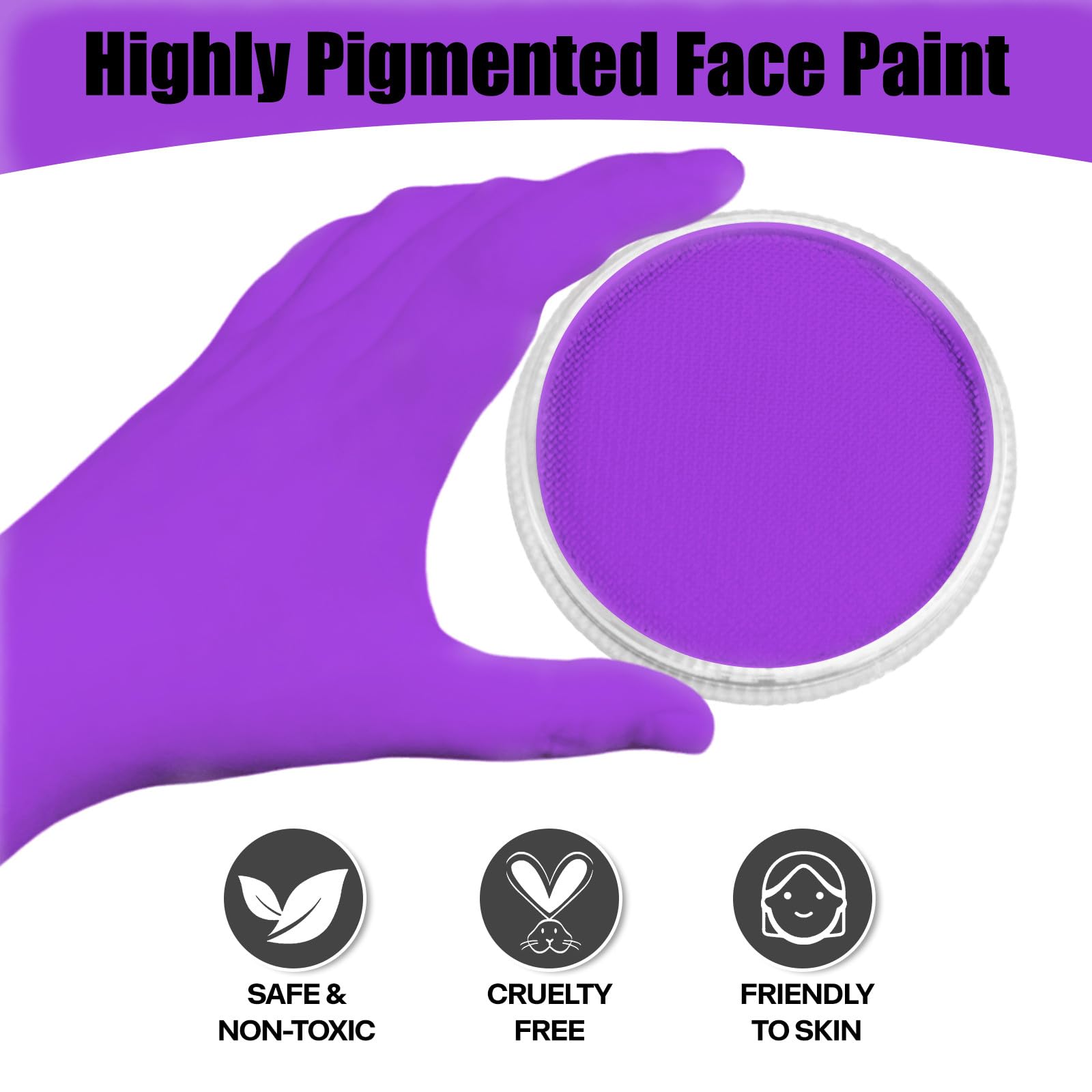 Go Ho Purple Face Paint Washable For Halloween Makeup,Creamy To Gel Water Based Purple Face Body Paint Full Coverage Forcosplay