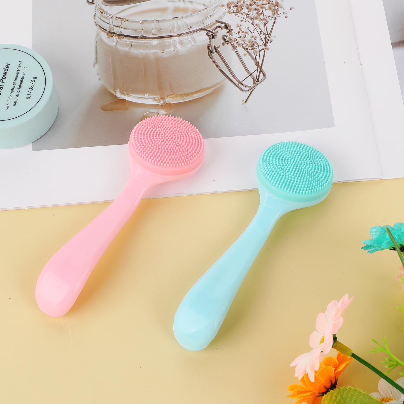 2Pack Silicone Face Brush Manual Face Scrub Brush Soft Facial Brushes Waterproof Exfoliating Face Brush Skin Friendly Face Clean