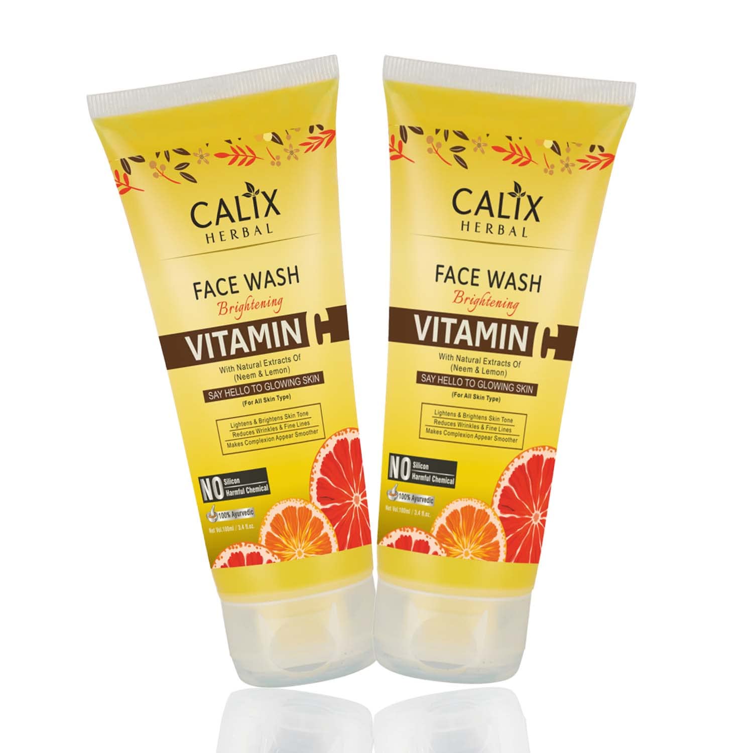 Calix Herbal Organic & Ayurvedic Vitamin C Face Wash For Skin Brightening, Lightening & Glowing | Reduces Wrinkles & Fine Lines 