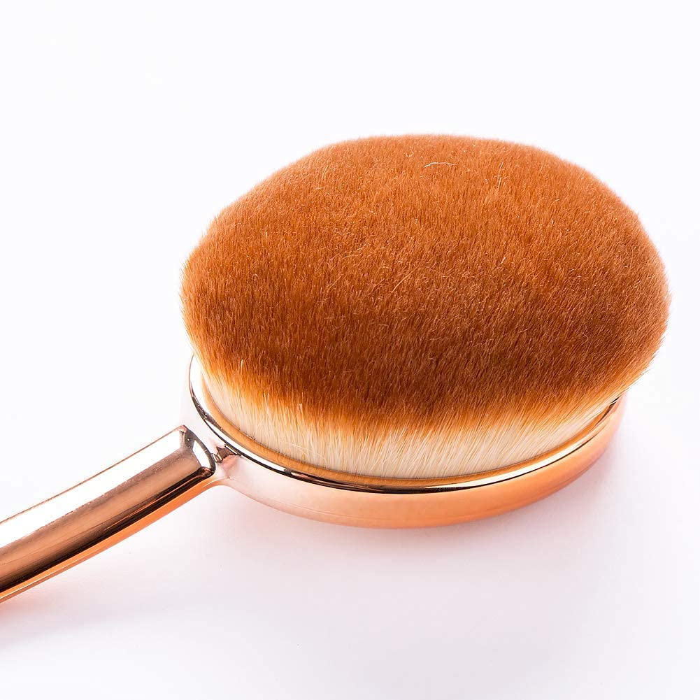 Large Rose Gold Foundation Contour Round Toothbrush Dust Free Oval Makeup Brushes With Blending Sponge Dustproof Cover Brush Egg