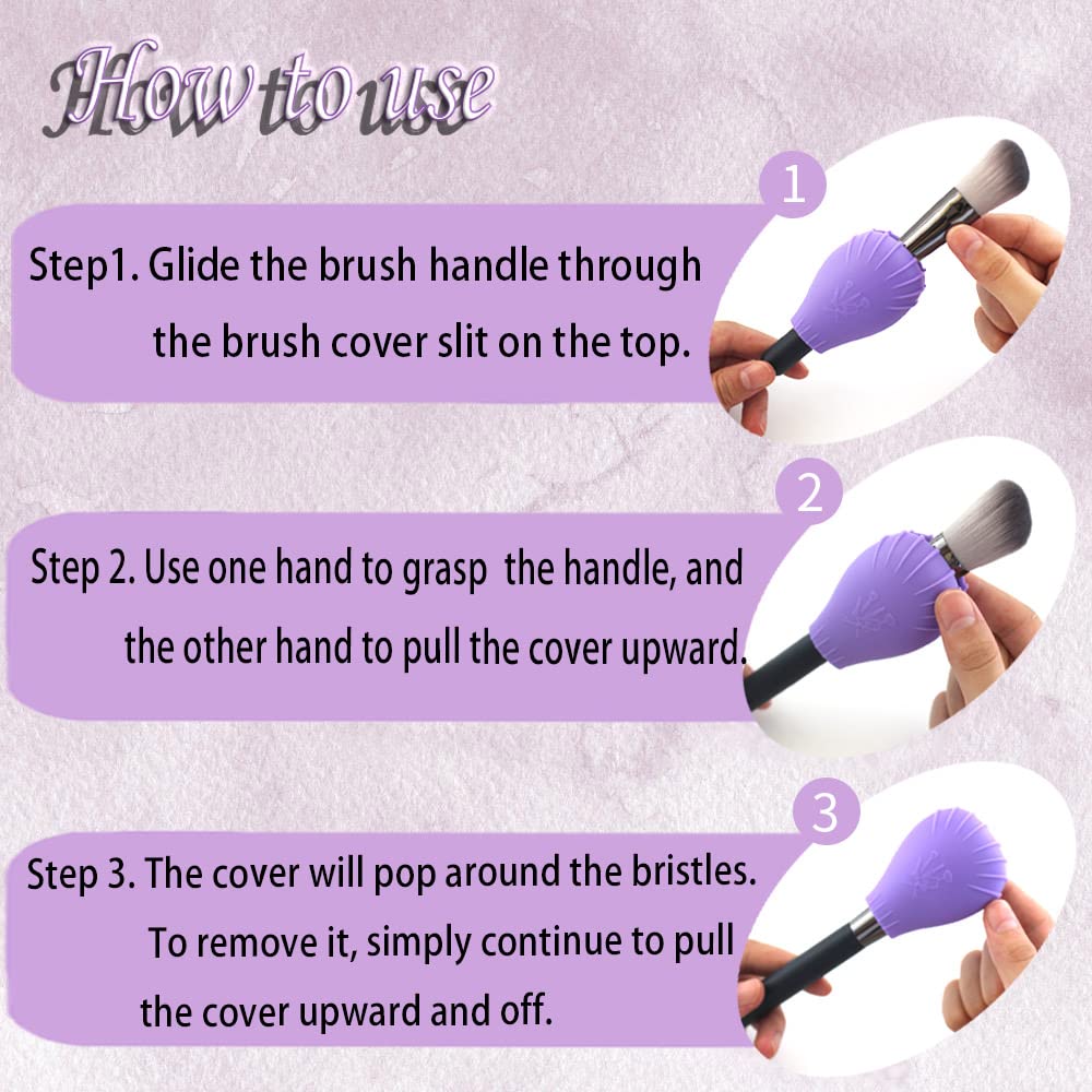 Lormay 4 Pcs Silicone Makeup Brush Covers, Brush Bubbles For Protecting Bristles From Getting Crushed And Keeping Cosmetic Bag C