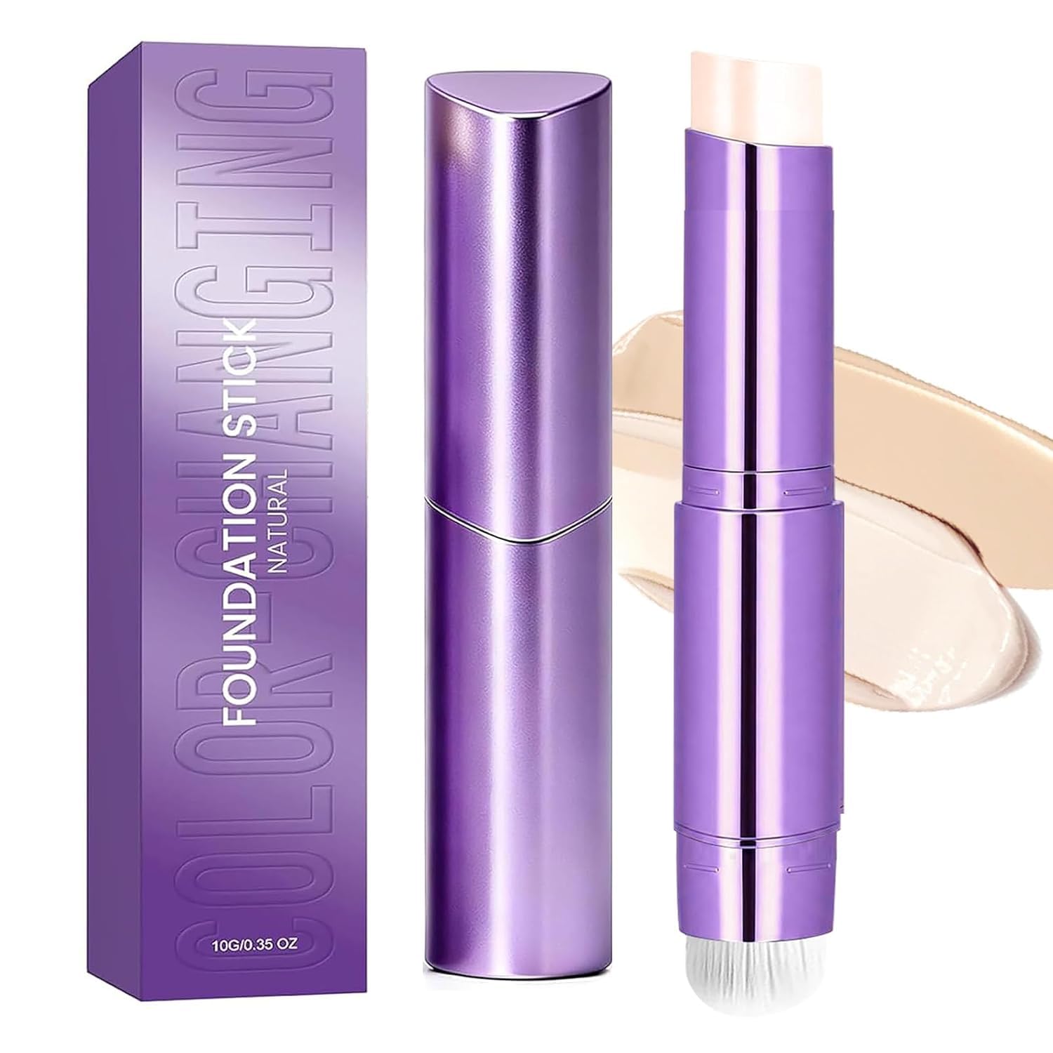 Facelove Foundation Stick, Changing Foundation Stick, 2in1 Foundation Stick with BuiltIn Brush, Lightweight Blendable Coverag