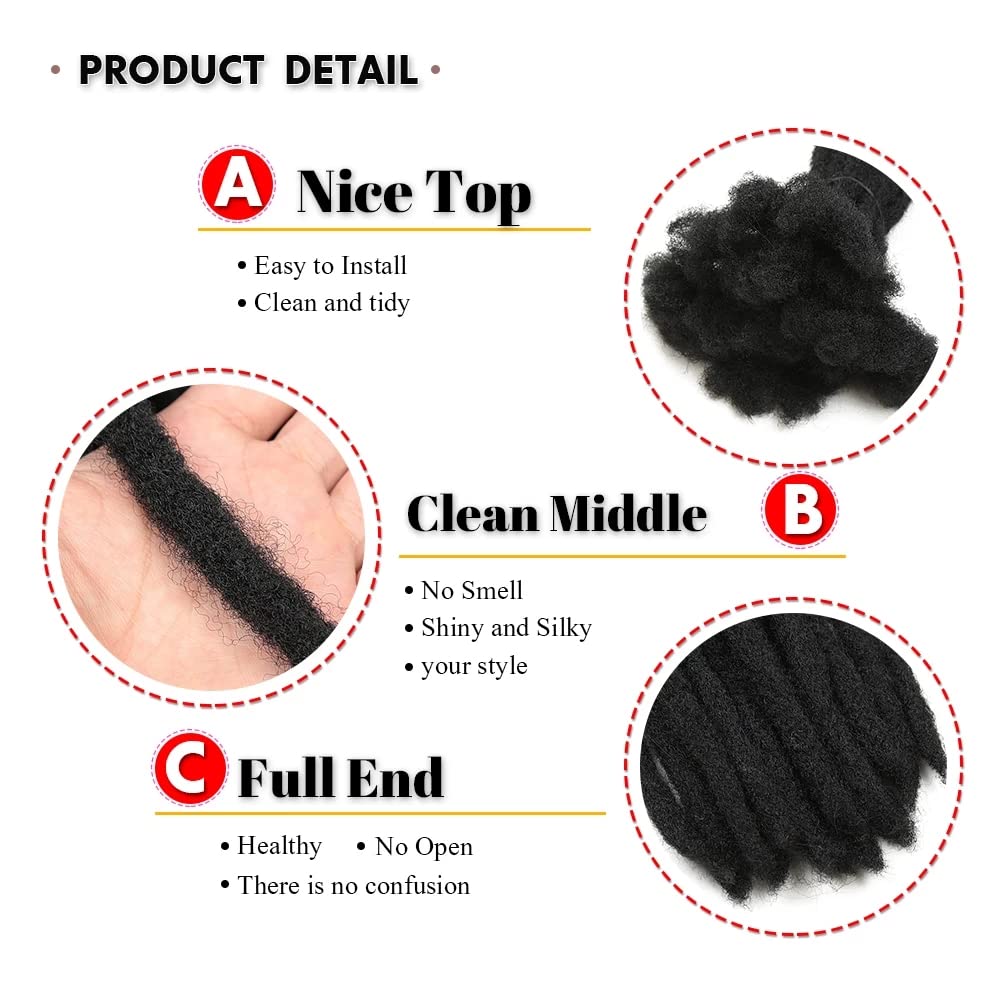 0.4Cm Width 10Inch 10 Strands Dreadlock Extensions Real Human Hair 100% Handmade Permanent Loc Extensions Human Hair For Women/M
