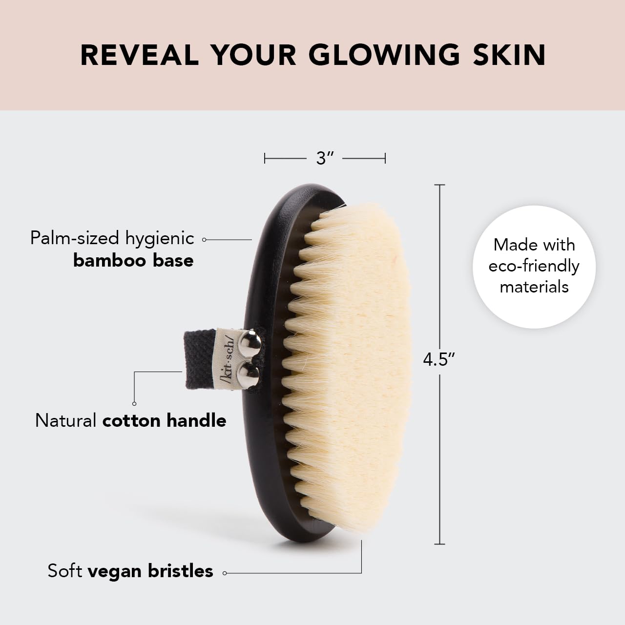 Kitsch Dry Brushing Body Brush & Exfoliating Body Scrubber, Lymphatic Drainage Massager With Soft Vegan Bristle For Sensitive Sk