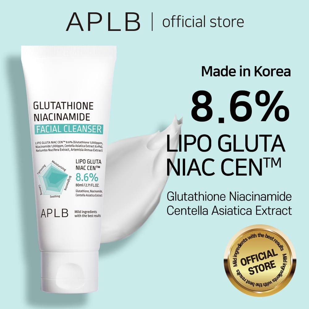 Aplb Glutathione Niacinamide Facial Cleanser | Lipo Gluta Niac Cen 8.6% 2.71 Fl.Oz/Korean Skincare, Cares For Tighten Pores & Se