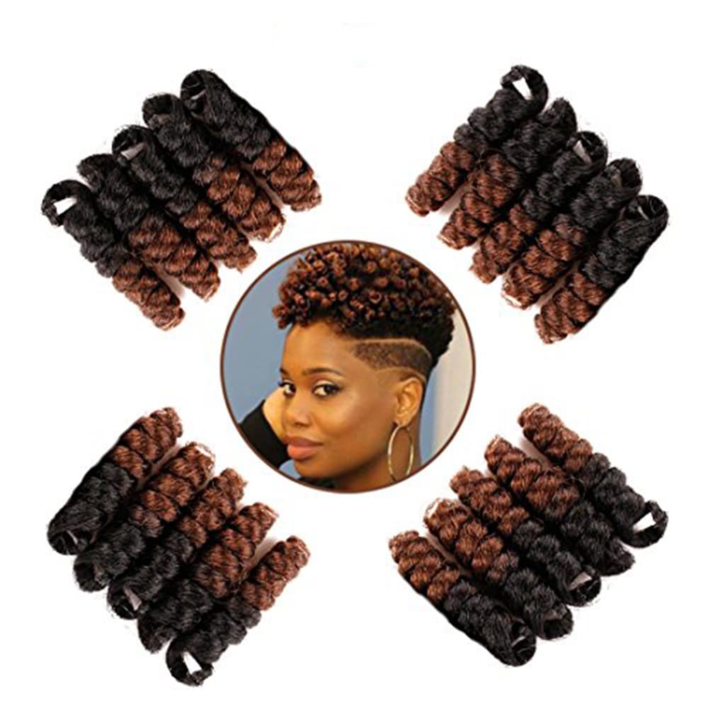 QUEENTAS Crochet Hair for Women 6 Packs 10inches 8MM Small Toni Curl Carrie Curl Brown Short Curly Crochet Synthetic Hair Extens