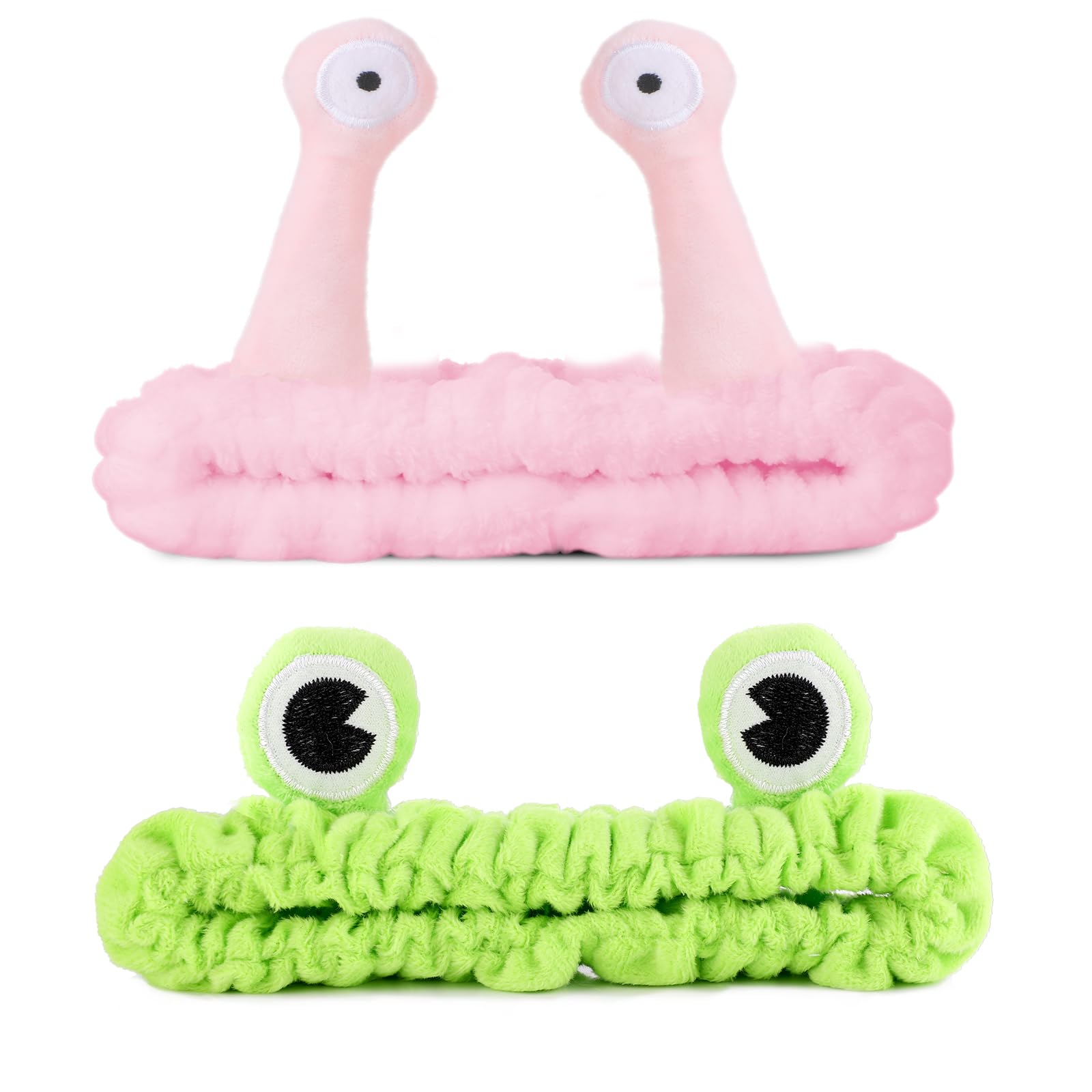Molain 2Pcs Fog Headband Face Wash Headband, Spa Hair Bands Makeup Headbands Women Cartoon Cute Coral Fleece Elastic Headband Cr