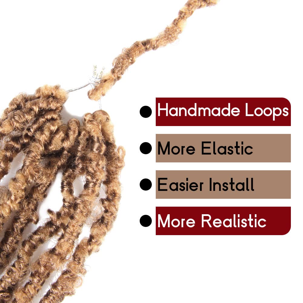 8 Packs Light Weight Butterfly Locs Crochet Hair 12 Inch Butterfly Faux Locs Crochet Hair Distressed Butterfly Locs, 27#