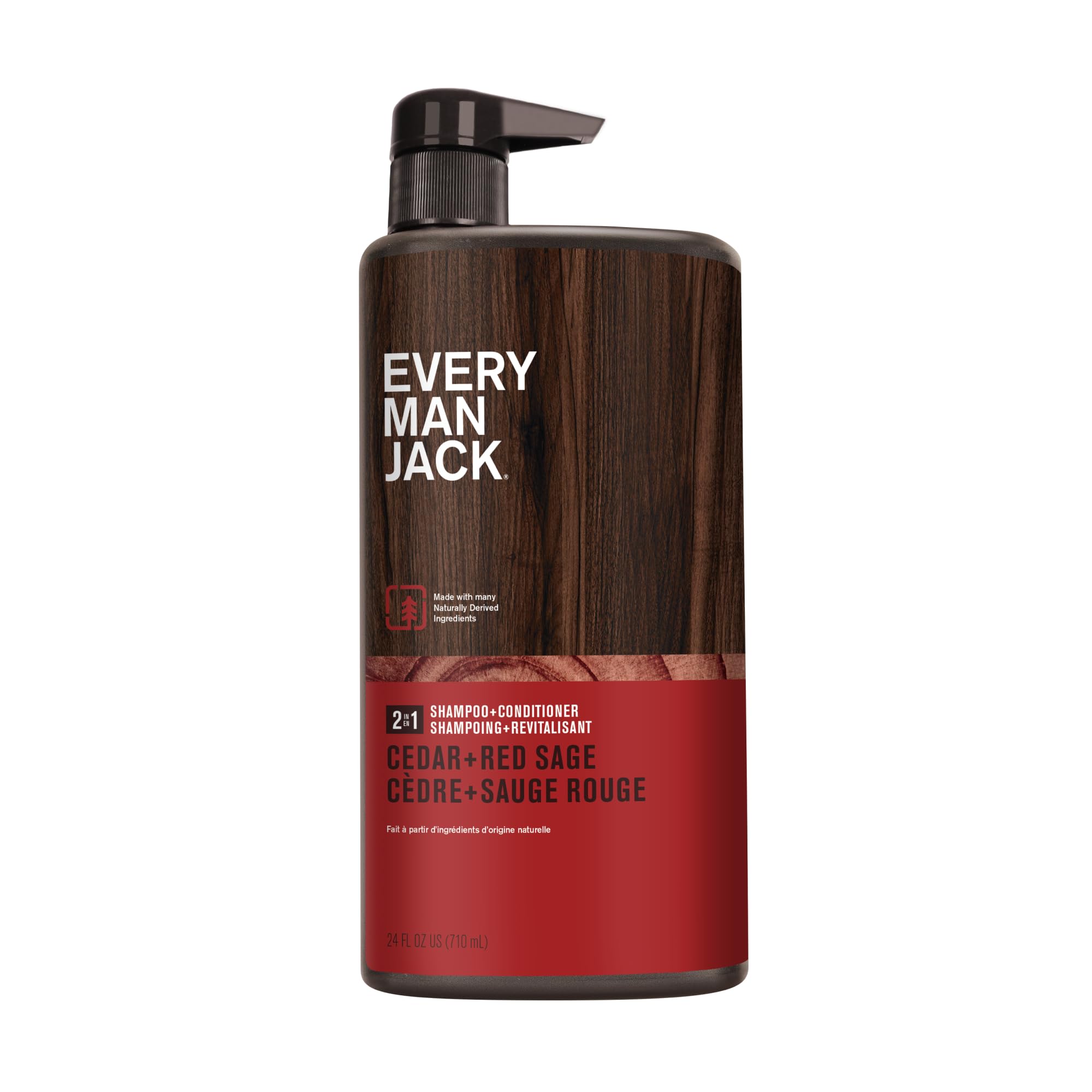 Every Man Jack 2-in-1 Daily Shampoo + Conditioner - Cedar and Red Sage | Nourishing For All Hair Types, Naturally Derived, Cruel