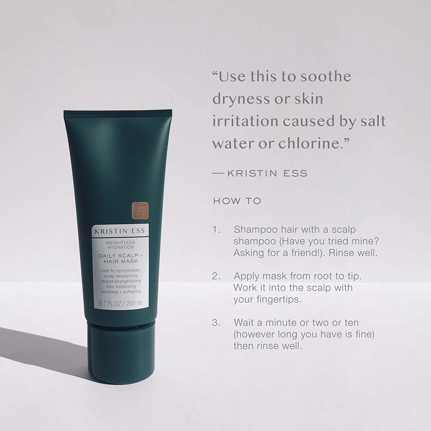 Kristin Ess Hair Weightless Hydration Daily Scalp + Hair Mask - Soothes Scalp, Hydrates Hair, Rebalancing Treatment, Frizz Minim