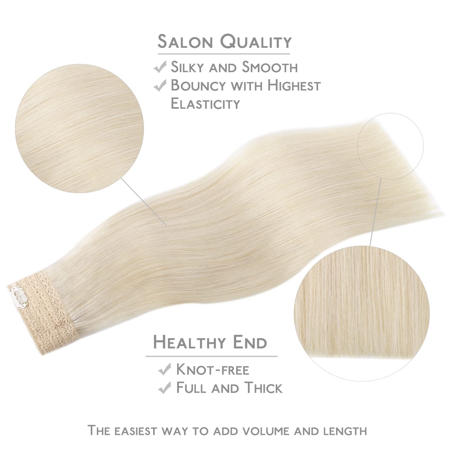 Wennalife Wire Hair Extensions (Increase 50% Lifespan) Real Human Hair 16 Inch 95G Platinum Blonde Remy Wire Hair Extensions Inv