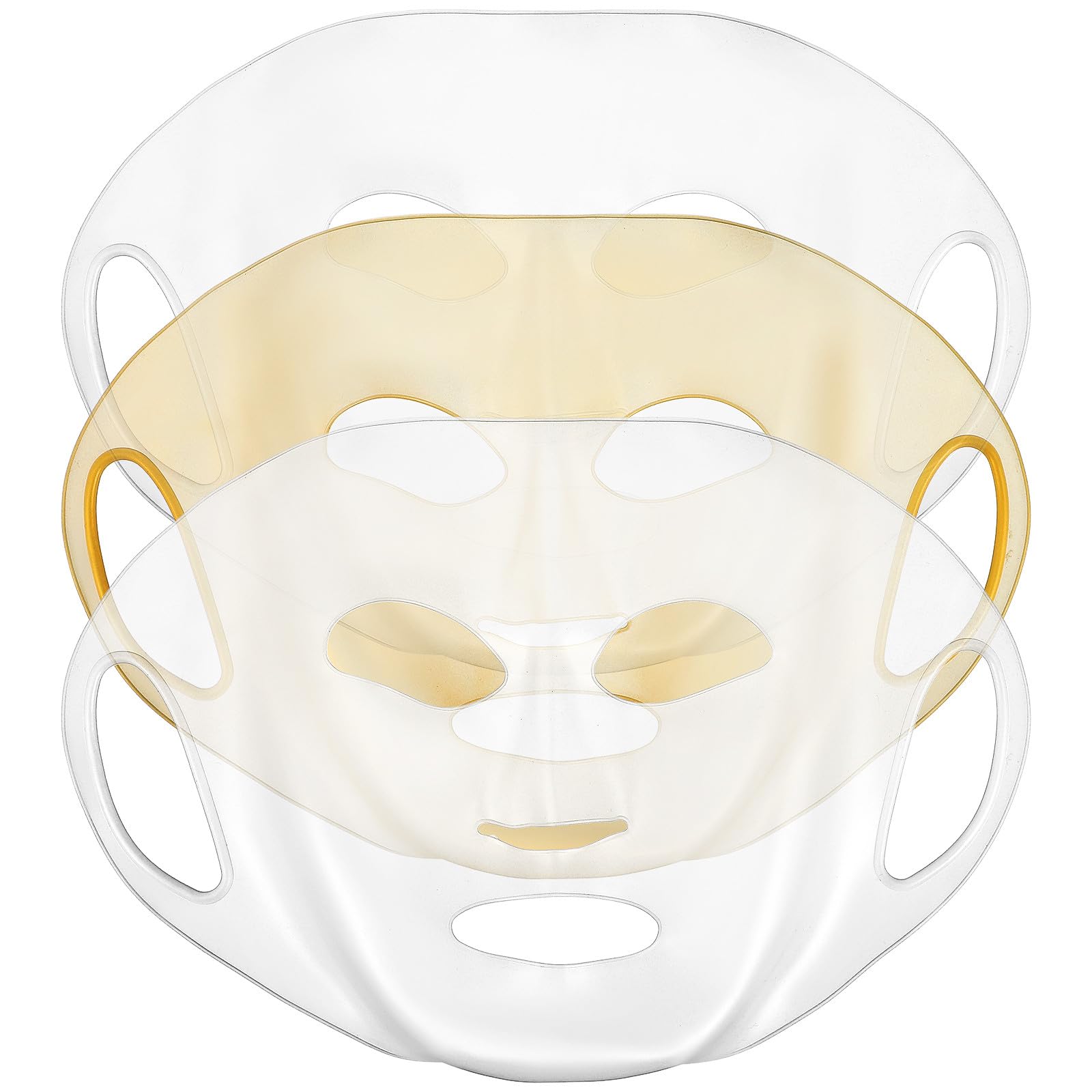 DEARMAMY Reusable Silicone Facial Mask Protectors 3pcs Set (white 2 + Gold 1) Foodgrade Silicone Moisturizing Skin Hydration Co