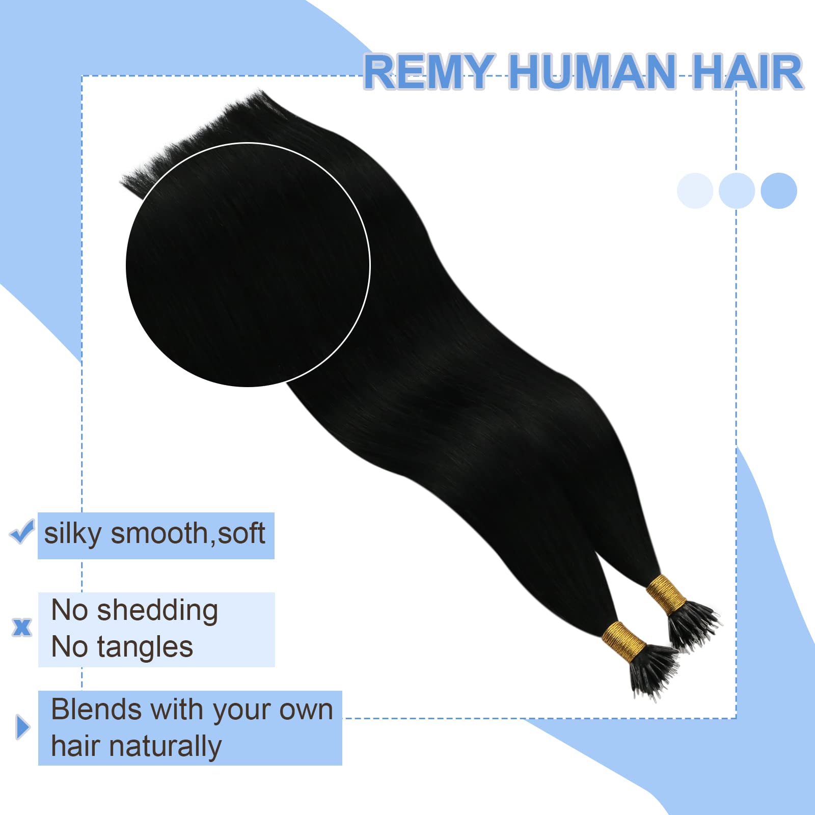 Youngsee Nano Ring Hair Extensions Black Nano Extensions Human Hair Jet Black Nano Bead Hair Extensions Human Hair Black Hair Ex