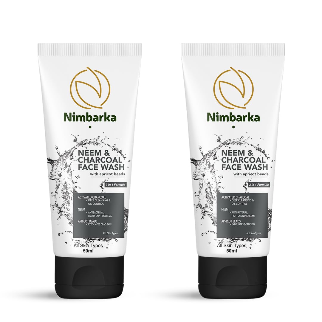 Nimbarka Neem & Activated Charcoal Facewash Deep Cleansing & Oil Control,NeemAntibacterial, Fights Skin Problems,Apricoat Beads