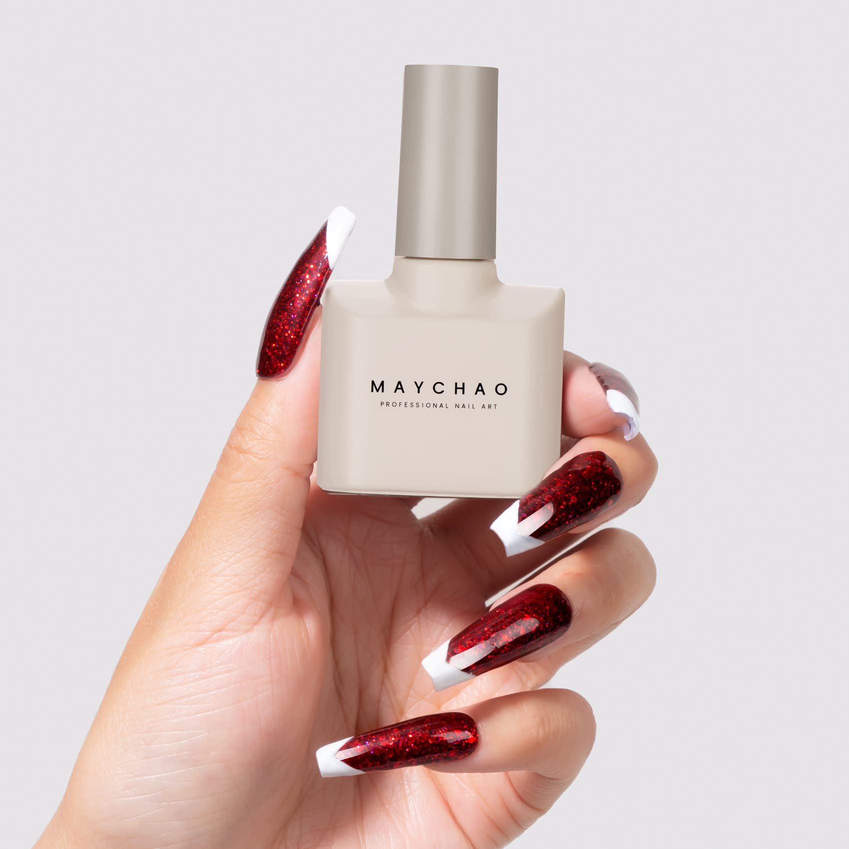 Maychao Glitter Gel Nail Polish, 15Ml Fiery Red Glitter Gel Nail Polish, Soak Off Uv Led Nail Gel Polish Nail Art Starter Manicu