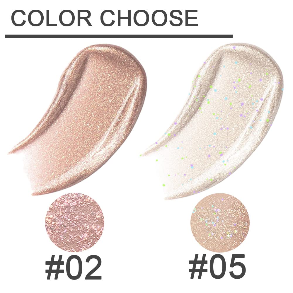 Liquid Sparkling Glitter Eye Shadow Sticks: Crystal Silver Golden Eyeshadow, Eyeliner, Eyelid, Liquid Highlight Shimmer Makeup F