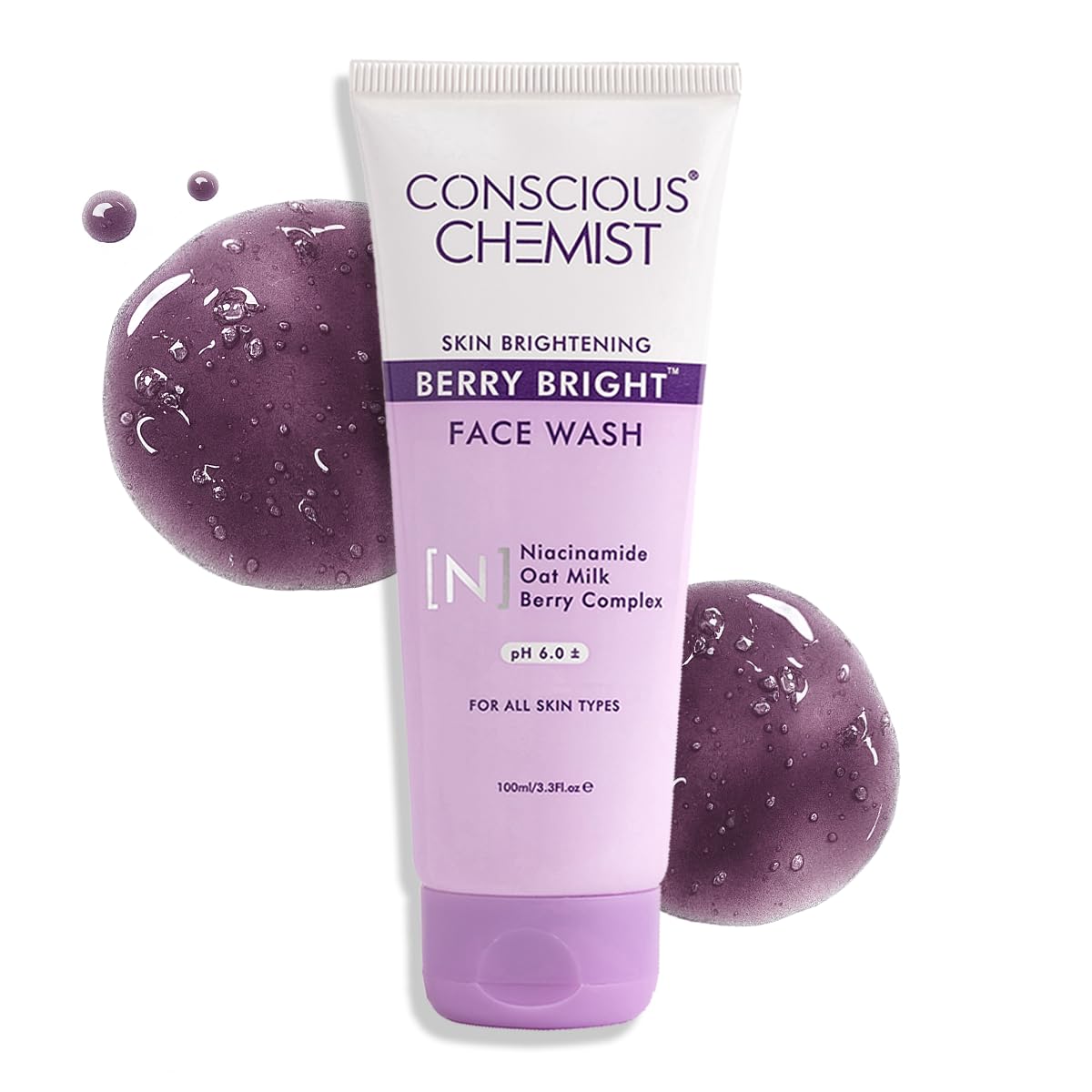 Conscious Chemist Niacinamide Face Wash | 100Ml | Pore Refining Brightening Cleanser For Women & Men With Blueberry & Acaiberry 