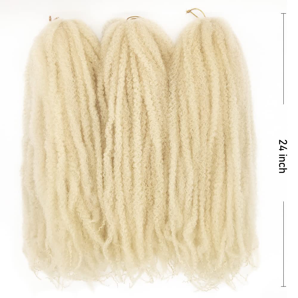 Kgbfass 24Inch Blonde Marley Braiding Hair Long Kinky Curly Marley Twist Braiding Hair For Faux Locs Box Braids Crochet Hair Ext