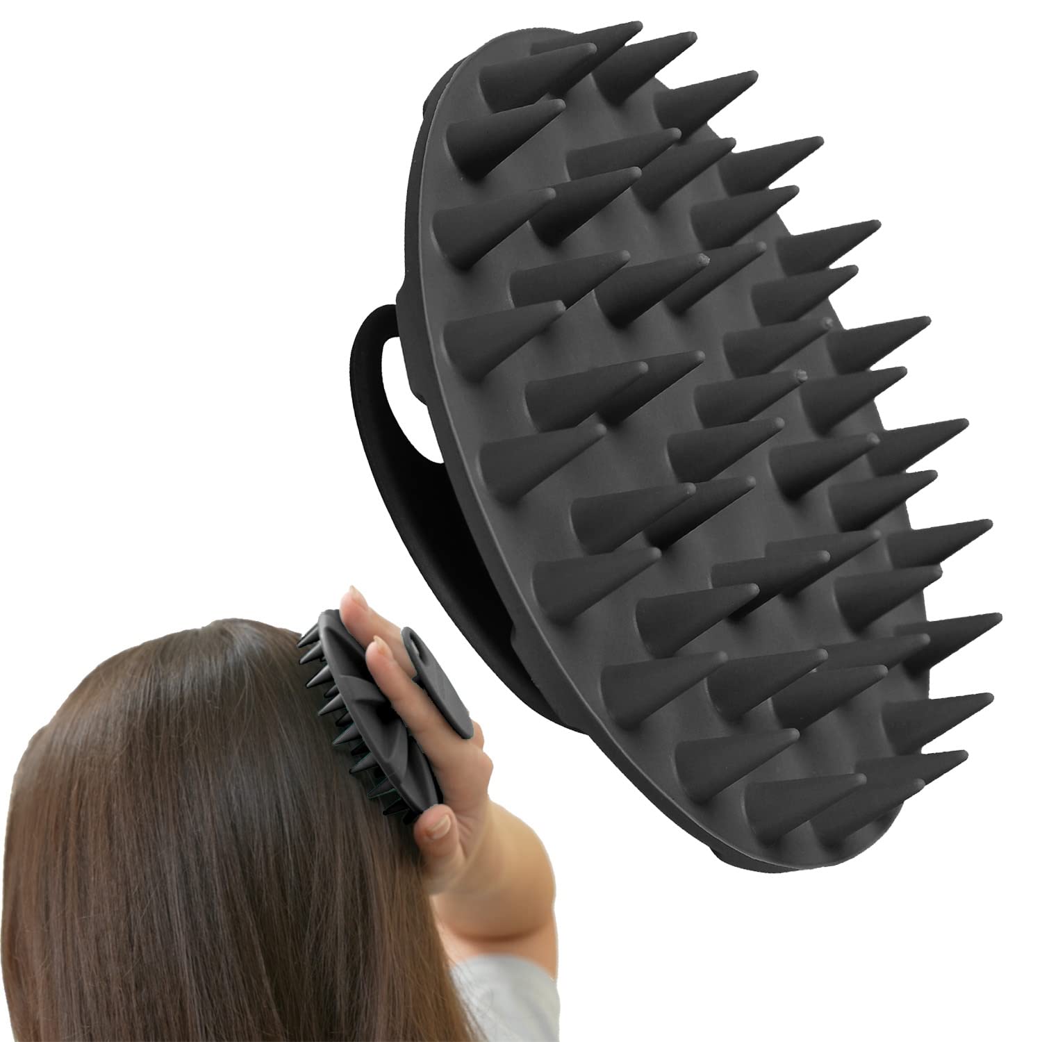 INNERNEED Scalp Care Massager Shampoo Brush, Wet & Dry Manual Head Scrubber Hair Washing, Soft Silicone Bristles, for Hair Growt