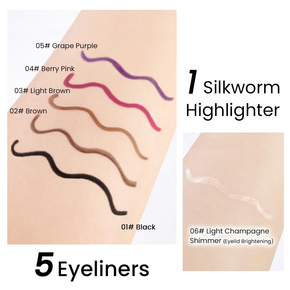 Kaely 1.5Mm Skinny Gel Eyeliner Pencil,Shimmer Cat Eye Liner Makeup Pen,Cream Smooth Eyeliner Crayon,Delineador De Ojos Contra E
