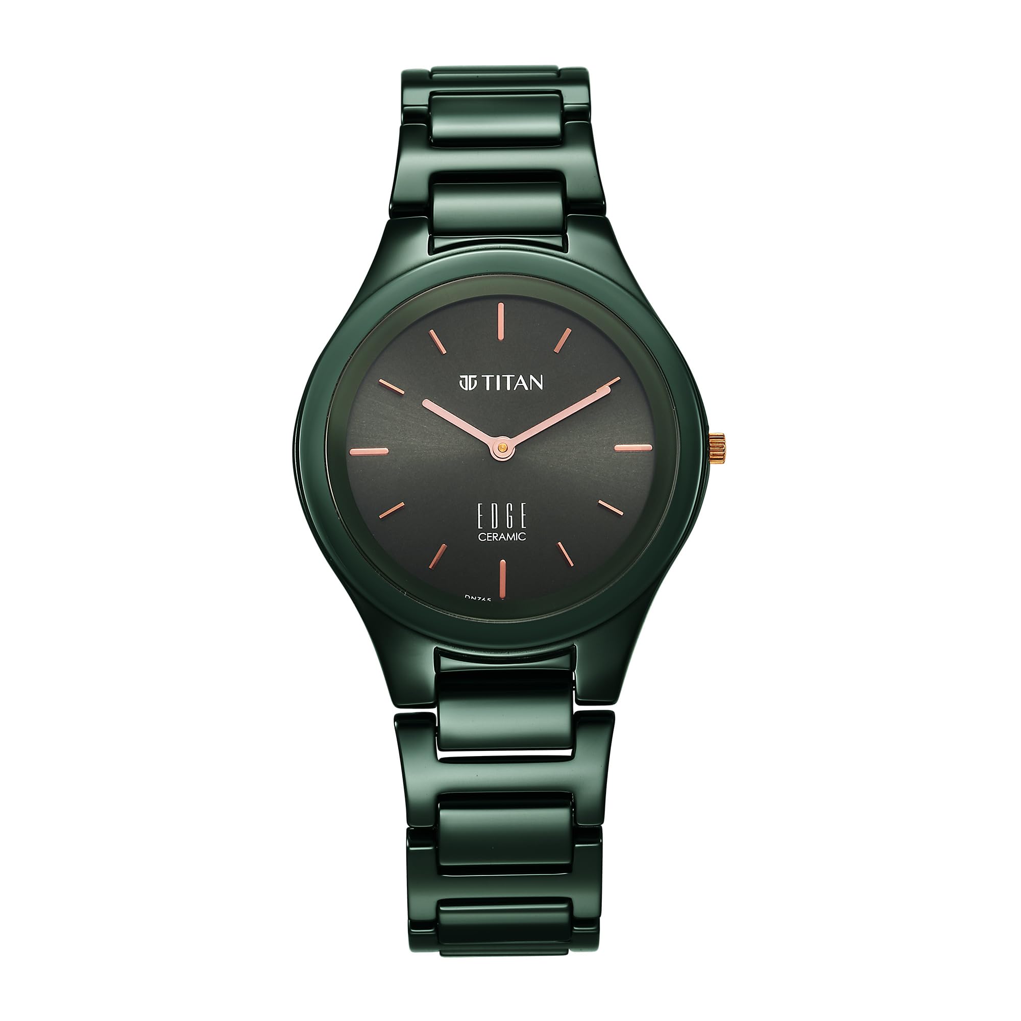 EDGE Titan Ceramic Quartz Analog Green Dial Ceramic Strap Watch for Women-NS2653QC06/NT2653QC06
