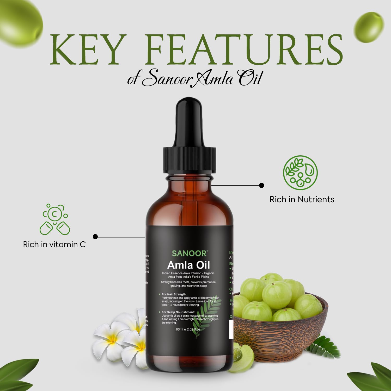 Indian Essence Amla Infusion | 100% Pure (2.02oz)| Infused with Nutrients Pure Hair Butter | Cold-pressed | 60ml