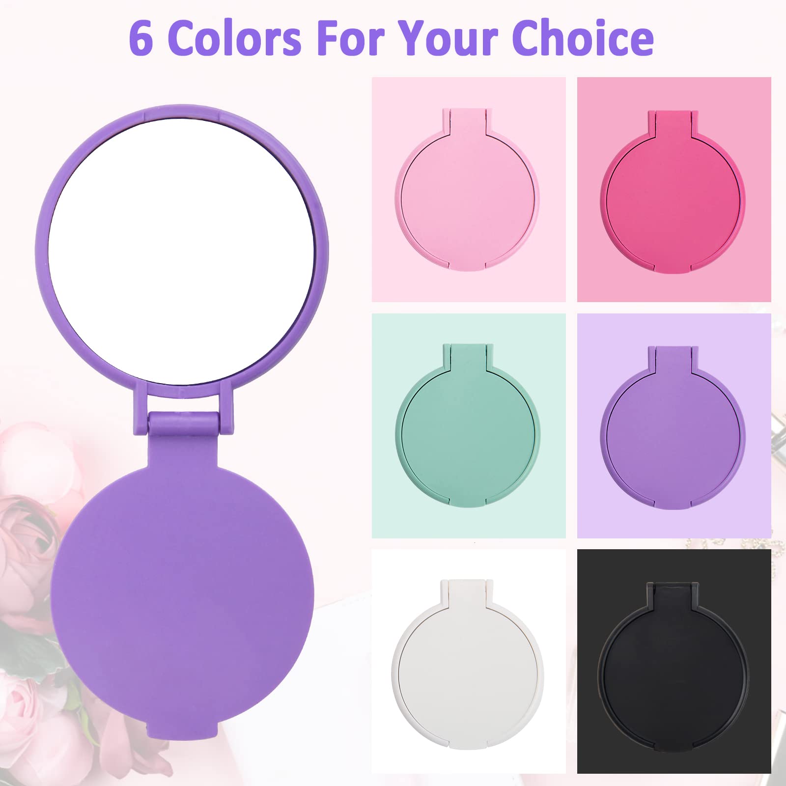 Windspeed 18 Pcs Mini Folding Mirror Round Compact, 2.4 In Small Portable Travel Makeup Mirror Compact Mirror Bulk Round Makeup