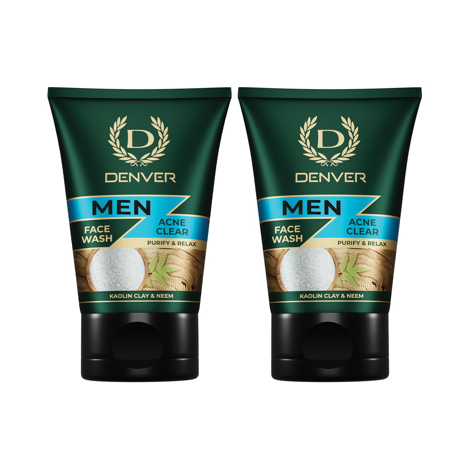Denver Acne Clear Face Wash  100Gm (Pack Of 2) | Remove Acne & Lighten Dark Spots Face Gel For Men | Suitable For Oily Skin | A