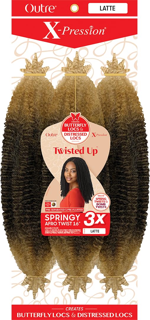 Outre X-Pression Synthetic Braid - 3X SPRINGY AFRO TWIST 16 (LATTE)