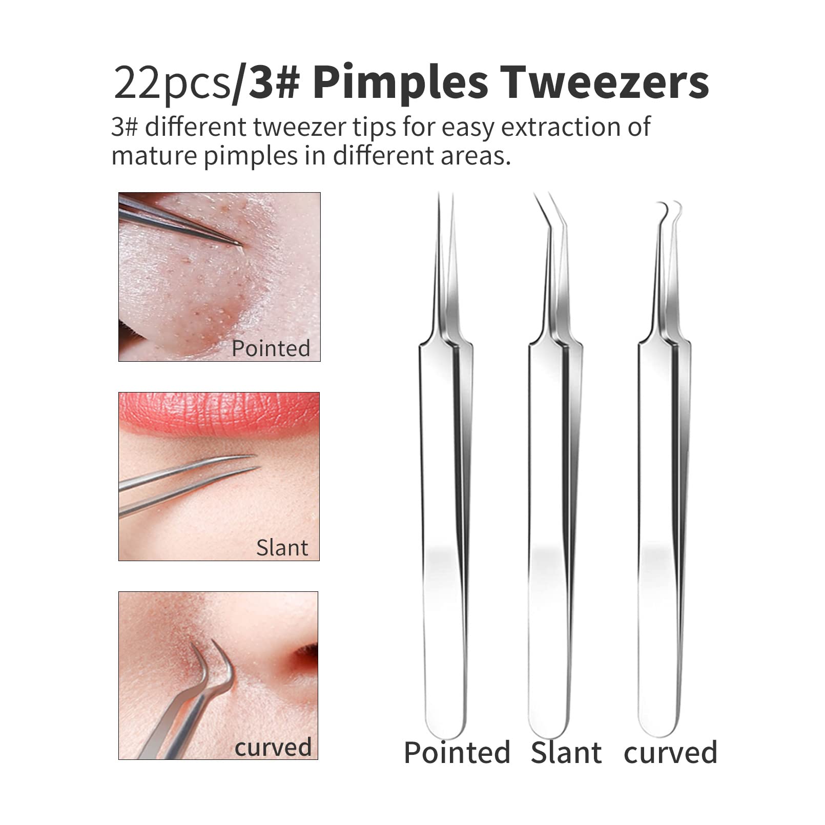 2023 Professional Pimple Popper Tool Kit - 22 Pcs Blackhead Remover Tools For Acne And Zit Popping Comedone Extractor