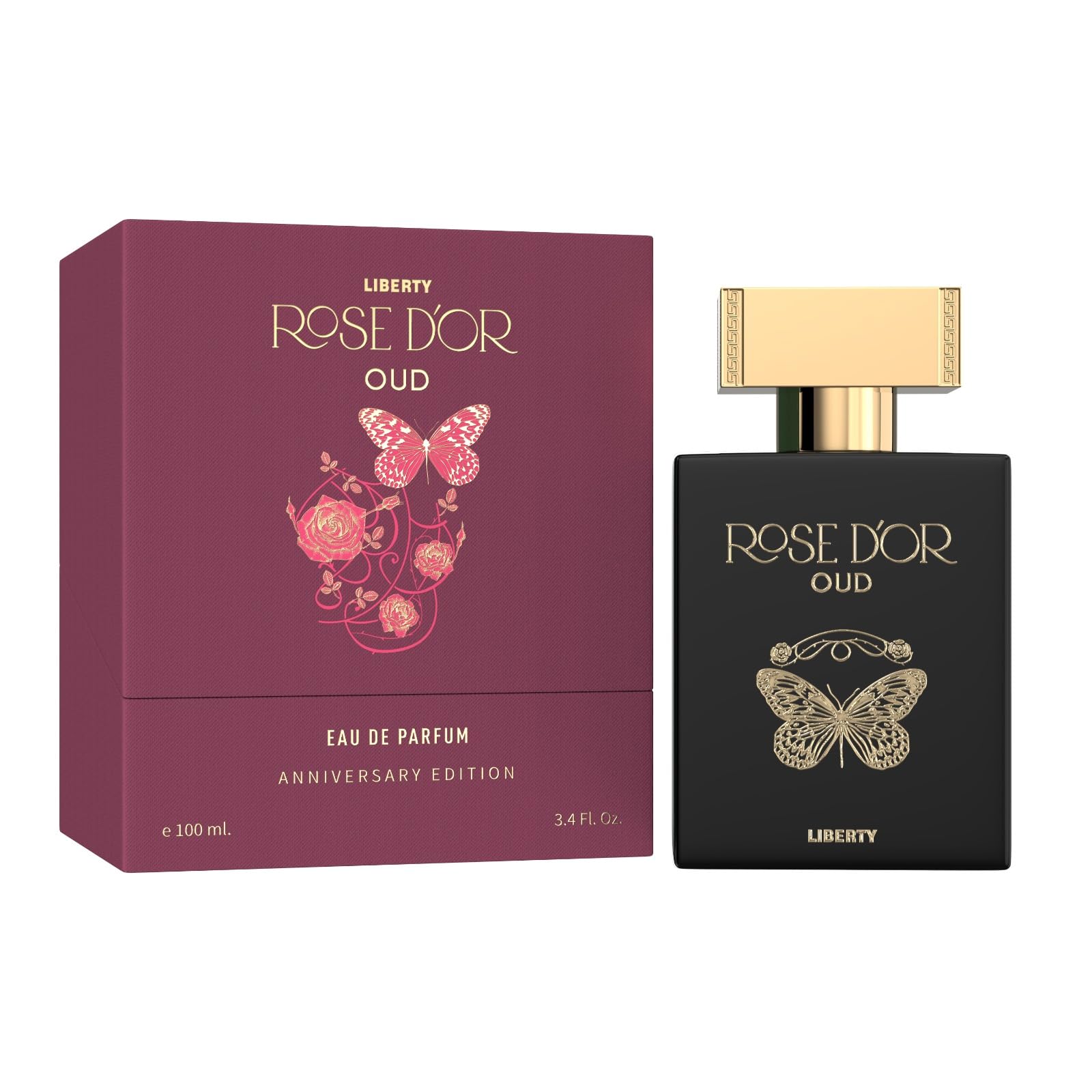 Liberty Oud Perfume for Men, 3.4 Oz Rose Dyor Premium Oud Perfumes for Unisex Anniversary Edition Long-Lasting Men and Women Eau