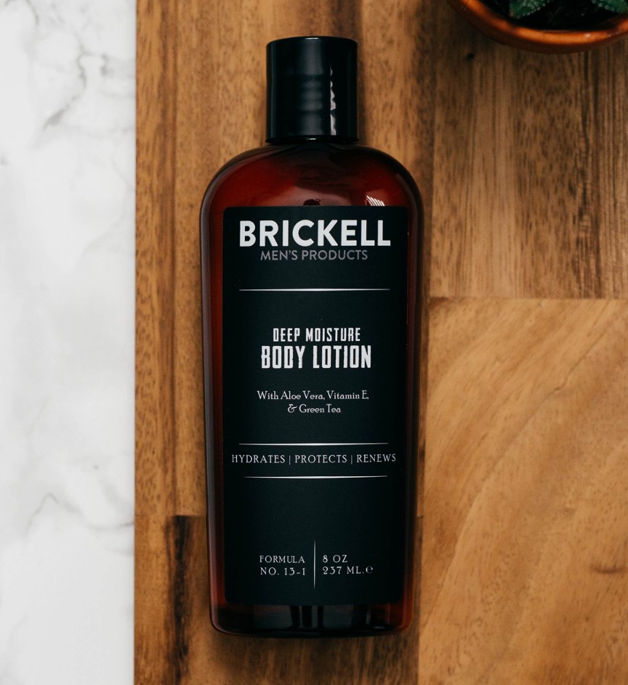 Brickell Men's Deep Moisture Body Lotion for Men, Natural and Organic Protects and Hydrates Dry Skin, 8 Ounce, Scented