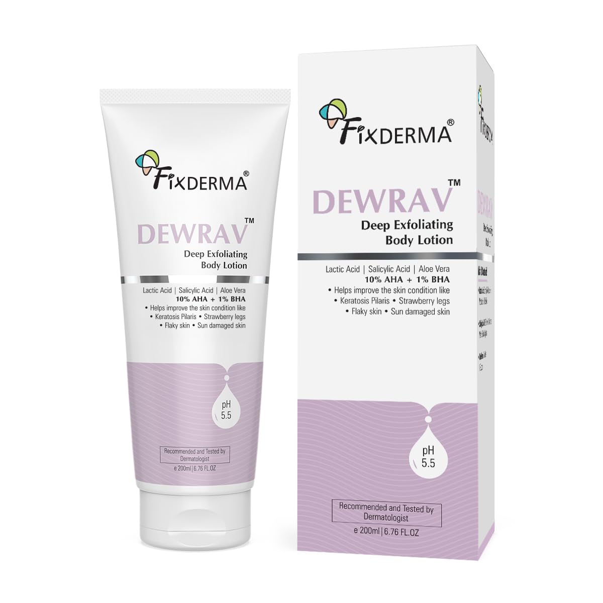 Fixderma Dewrav 10% Aha + 1% Bha Deep Exfoliating Body Lotion With Lactic & 1% Salicylic Acid | Body Exfoliator | Body Lotion Fo