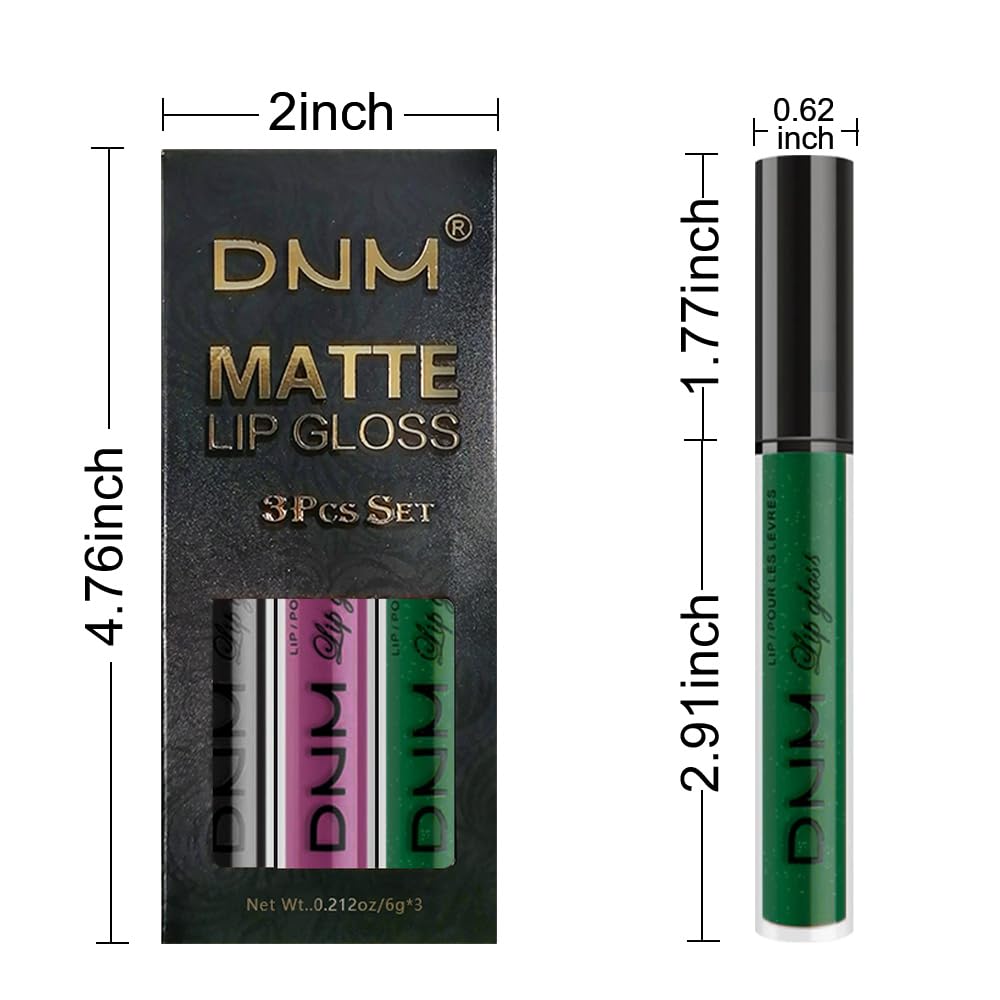 Amy'S Diary Purple Green Black Matte Plum Liquid Lipstick 3Pcs Sets,24-Hour Lipstick Long Lasting Permanent L Magic Lipstick Wat