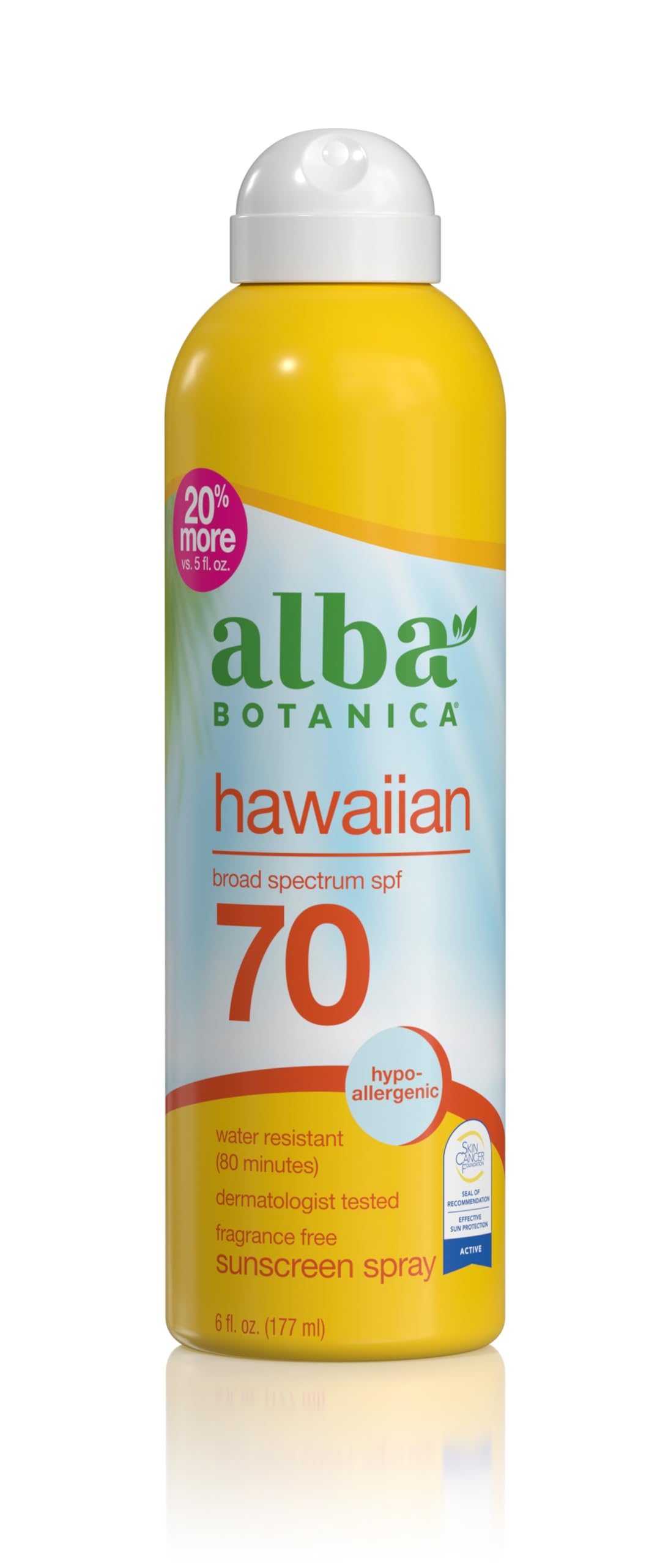 Alba Botanica Hawaiian Coconut, SPF 70 Sunscreen Spray, 6 Fl Oz
