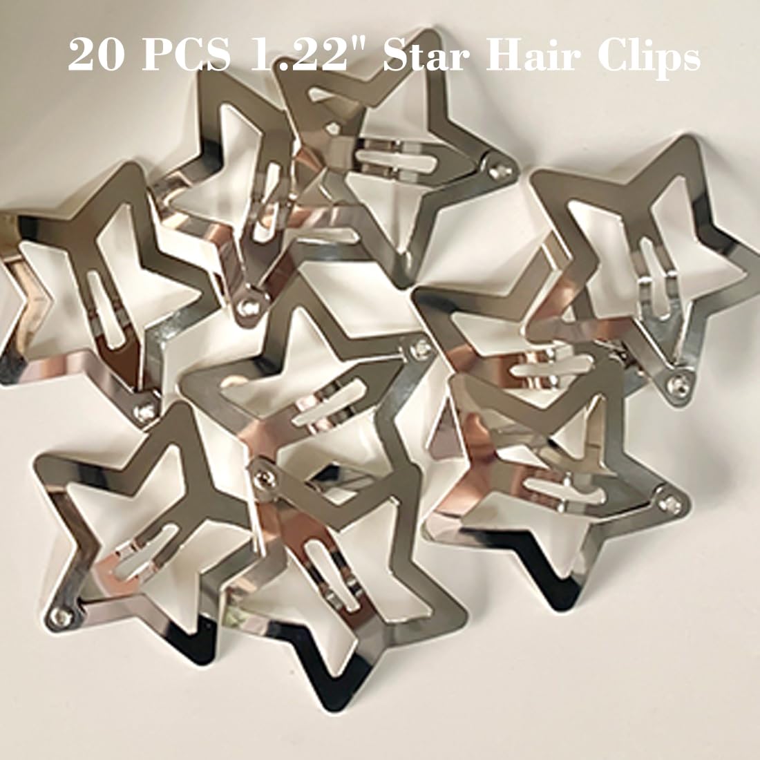 20 PCS 1.22'' Star Hair Clips Snap Star Hair Accessories Non Slip Star Clips for Girls Women Y2K Accessories Silver Metal Hair C