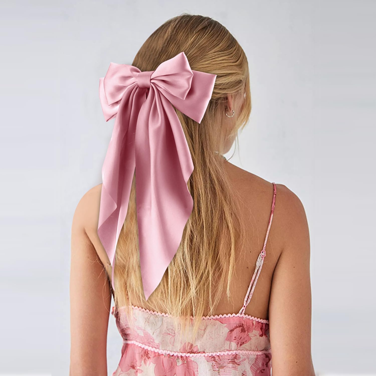 Atoden Women'S Hair Bow, Silky Satin Hair Bow 4Pcs - Oversized Long Tail Bow Hair Clips, Large Hair Ribbon Barrettes, Metal Clip