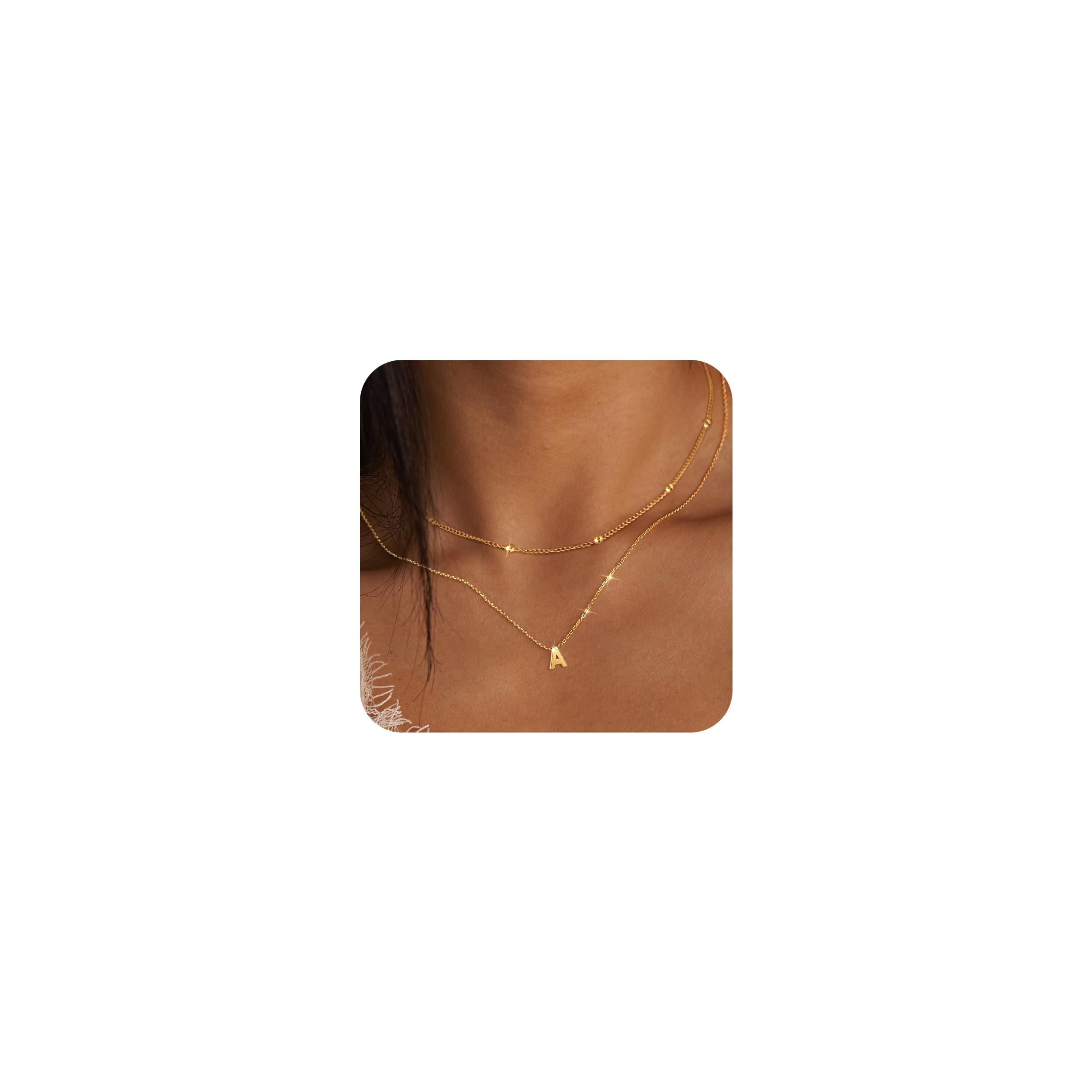 Gold Necklace for Women Dainty Gold Initial Necklace 14K Real Gold A Necklace Jewelry Sets for Women Trendy Valentines Day Gifts