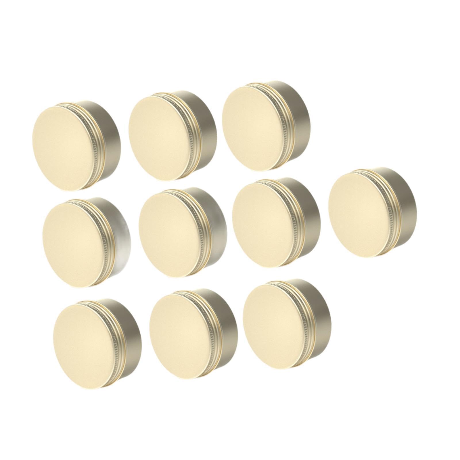 Heavenglow 10X Tea Storage Case Jars Empty Cosmetic Containers For Cream Lip Balm Salve Gold|10 Aluminum Tin Jars