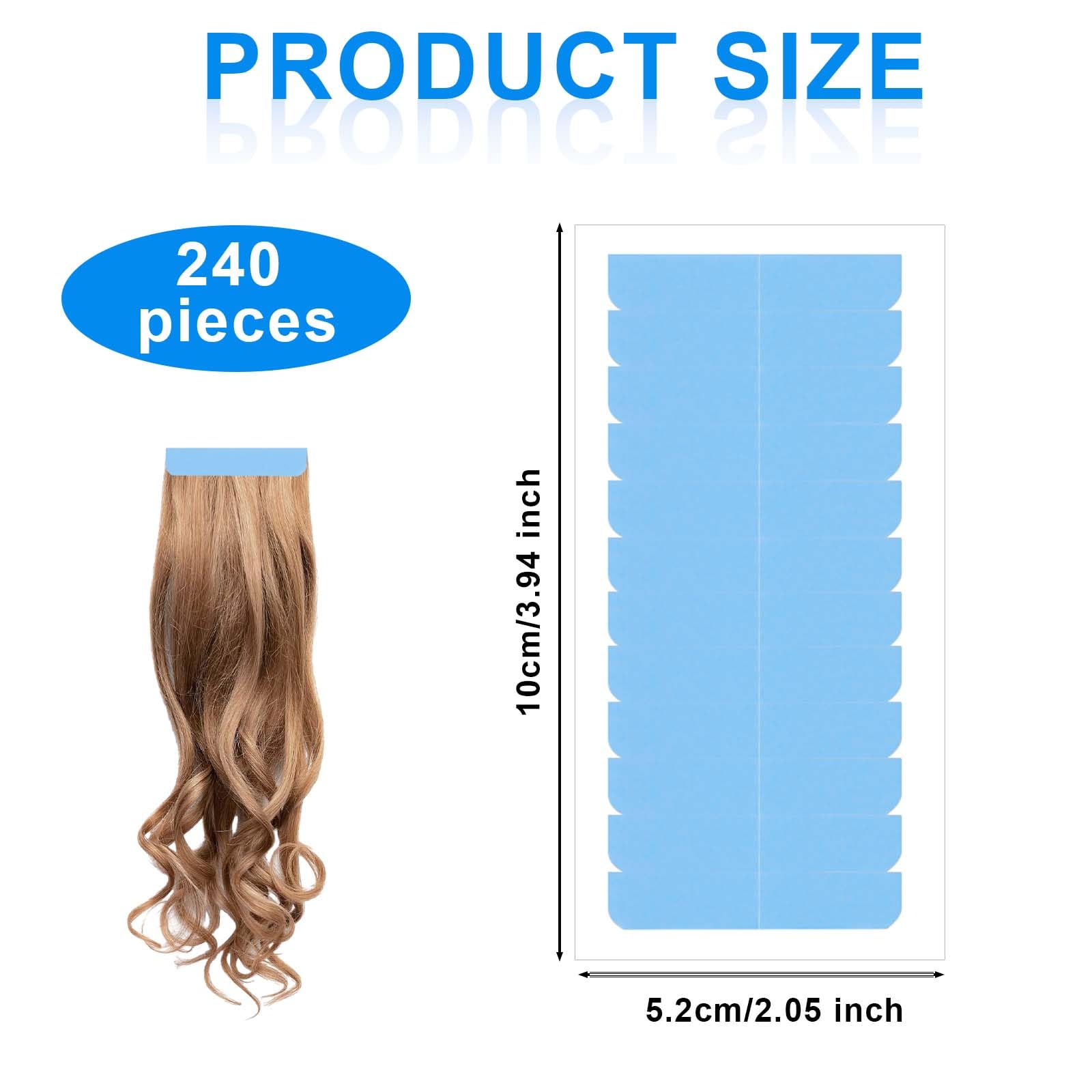 Nqeuepn 240Pcs/20 Sheets Hair Extension Tape, Hair Replacement Adhesive Tape Double Sided Hair Extension Tabs Tape In Tape Human