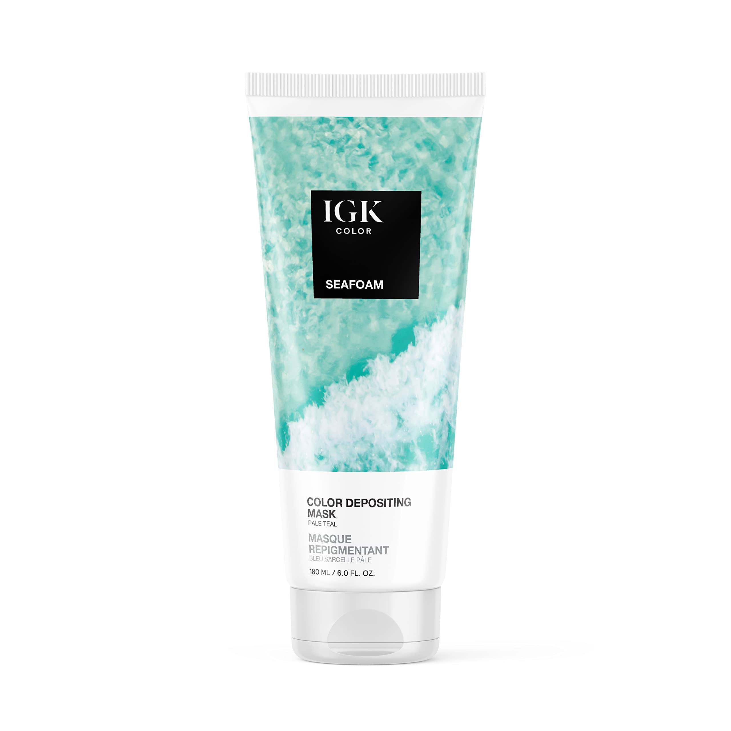 IGK Color Depositing Mask SEAFOAM - Pale Teal | Conditioning + Hydrate + Shine | Vegan + Cruelty Free | 6 Oz