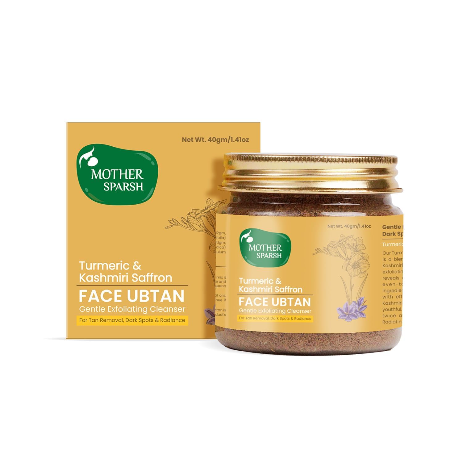Mother Sparsh Turmeric Healing Face Ubtan Powder for Hyperpigmentation, Dark Spots & Radiant Complexion with Saffron, Rose Petal