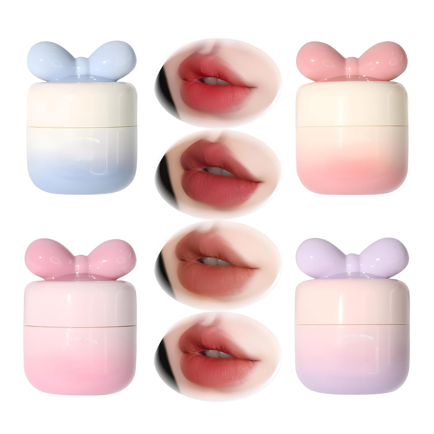 Viral Korean Lip Mud Lipstick Blurring Pot Lip & Cheek Blurry Pot Multipurpose NonStick Lipstick Lipgloss,Pack Of 4 Count