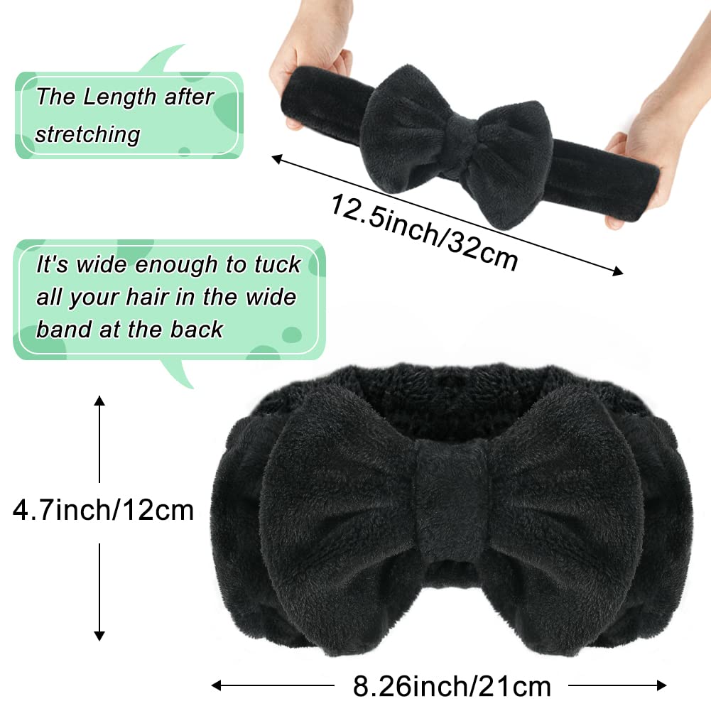 Shintop Spa Headband, Soft Carol Fleece Makeup Headband With Cute Bow Elastic Headband For Washing Face Skincare Facial Mask Sho
