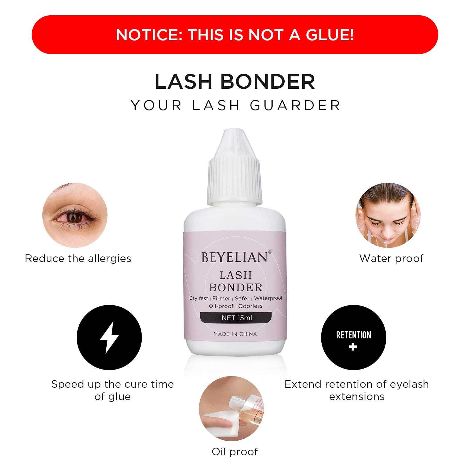 Beyelian Lash Bonder For Eyelash Extension Super Bonder Longer Retention Help Glue Bond Better Glue Primer Accelerate Drying Tim