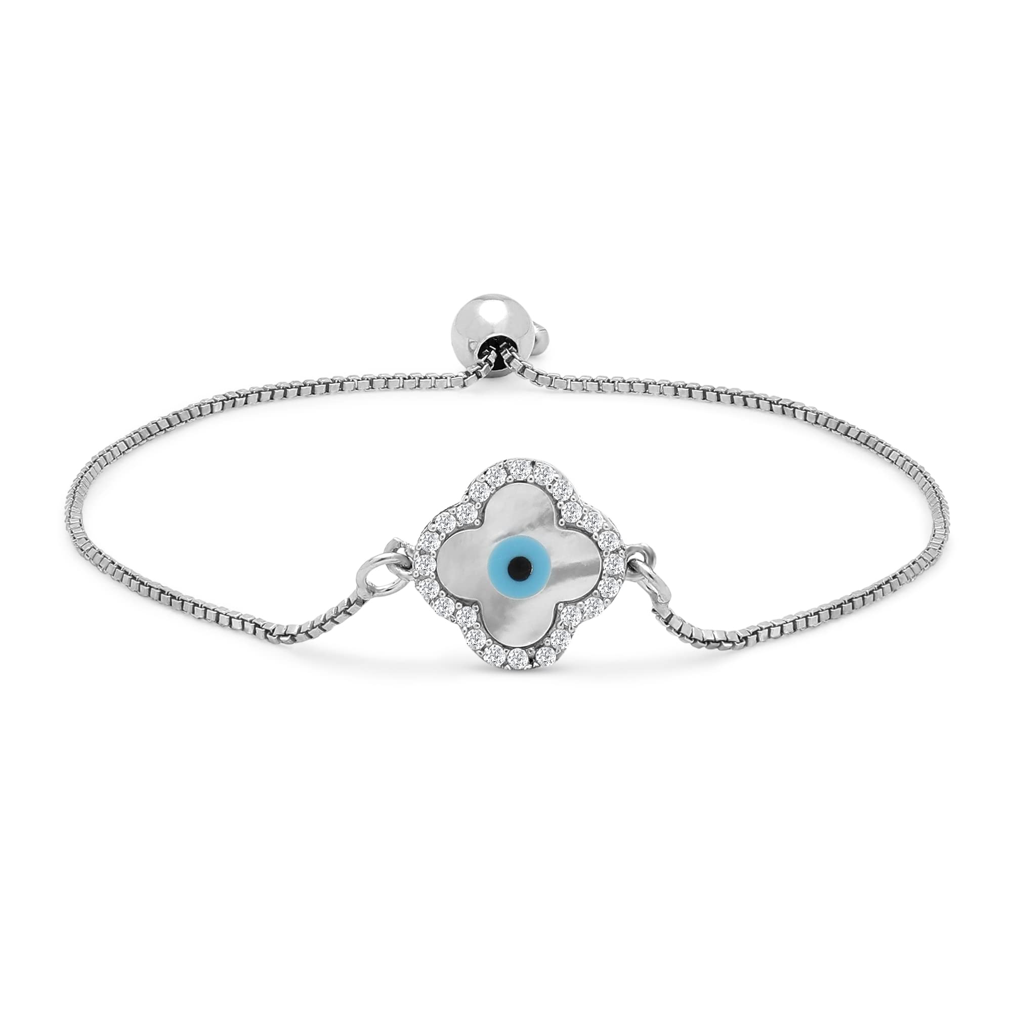 Giva 925 Silver Anushka Sharma Evil Eye Clover Bracelet, Adjustablegifts For Girlfriend, Gifts For Women & Girls| With Certifica